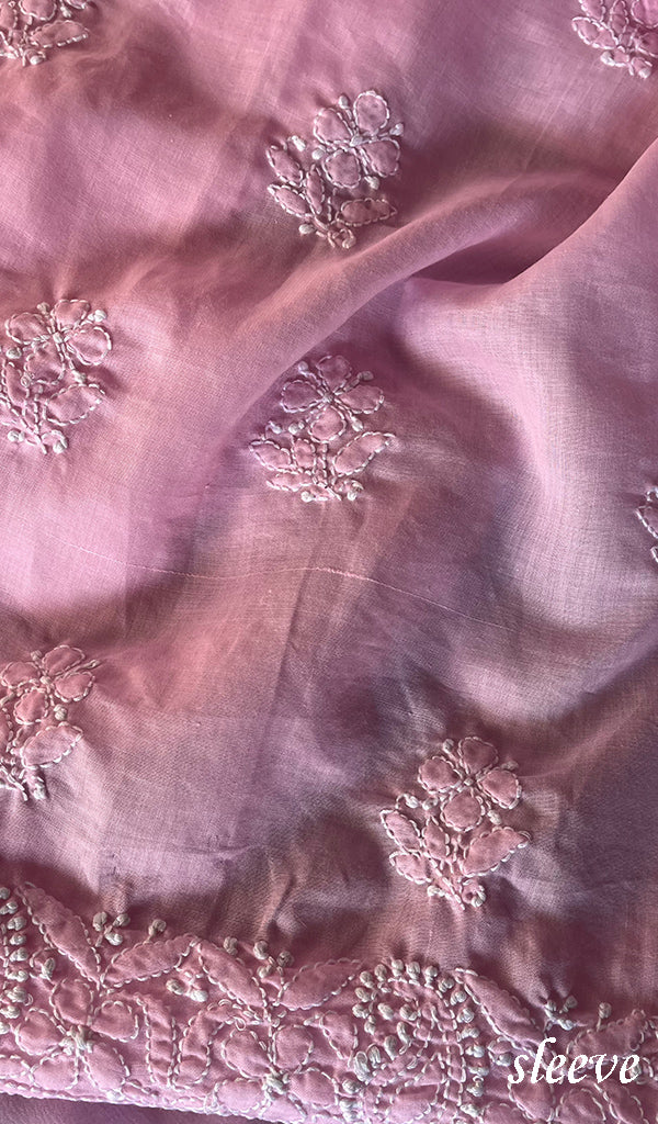 Women's Lakhnavi Handcrafted Unstitched Cotton Chikankari Suit Material - HONC0294090