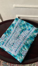 将图像加载到图库查看器中， Women's Lakhnavi Handcrafted Cotton Chikankari Unstitched Kurti Fabric - HONC0315333