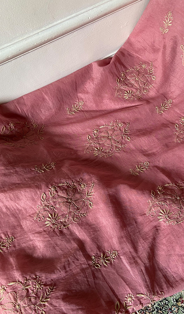 Aseel Women's Lakhnavi Handcrafted Mul Chanderi Unstitched Chikankari Full Suit - HONC0351092