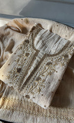 Load image into Gallery viewer, Women&#39;s Lakhnavi Handcrafted Tissue Chanderi Unstitched Anarkali And Dupatta Set - HONC0285738

