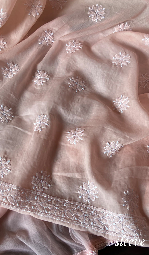 Women's Lakhnavi Handcrafted  Unstitched Cotton Chikankari Suit Material - HONC0289739