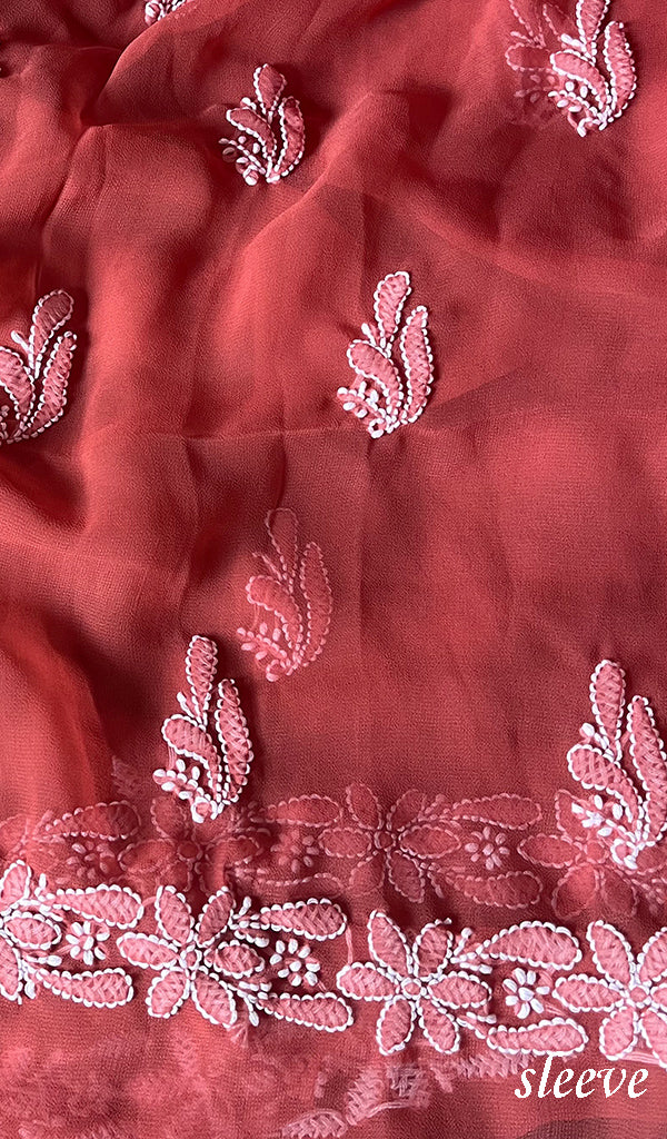 Women's Lucknowi Handcrafted Faux-Georgette Chikankari Suit Material - HONC0263425