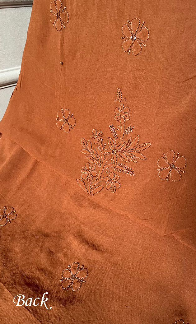 Women's Lucknowi Handcrafted Viscose Georgette Unstitched Chikankari Suit Material - HONC0325140