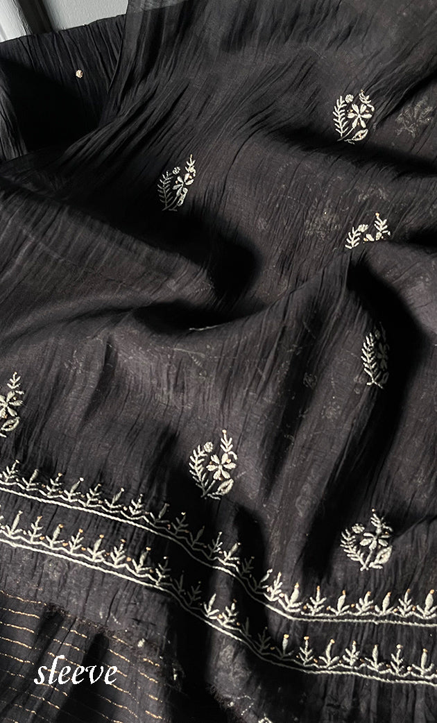 Women's Lakhnavi Handcrafted Mul Chanderi Kurta And Dupatta Set- HONC0280884