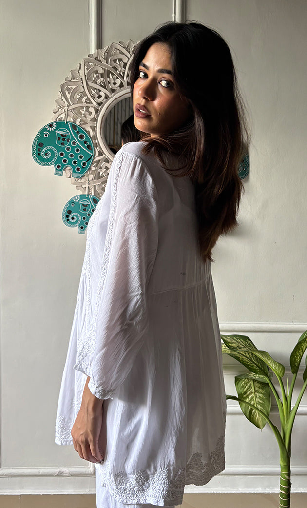 Women's Lakhnavi Handcrafted Modal Cotton Chikankari Top - HONC0198209