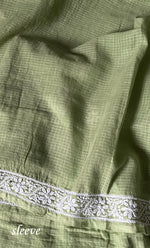 Load image into Gallery viewer, Women&#39;s Lucknowi Handcrafted Kota Cotton Chikankari Unstitched Kurta And Dupatta Set - HONC0312652
