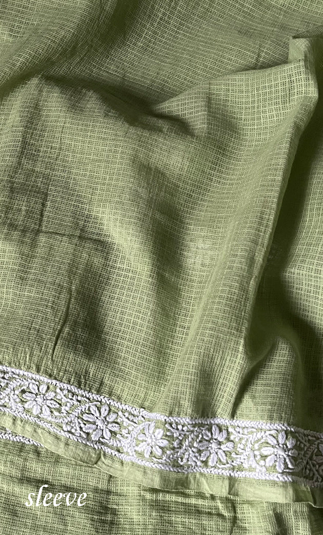 Women's Lucknowi Handcrafted Kota Cotton Chikankari Unstitched Kurta And Dupatta Set - HONC0312652