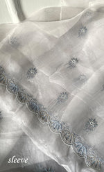 Load image into Gallery viewer, Mehnaj  Women&#39;s Lakhnavi Handcrafted Pure Organza Chikankari Unstitched Kurta And Dupatta Set- HONC0316462
