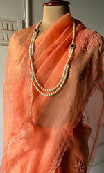 Load image into Gallery viewer, Women&#39;s Lucknowi Handcrafted Pure Organza Silk Chikankari Saree - HONC0283198
