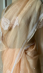 Load image into Gallery viewer, Women&#39;s Lucknowi Handcrafted Pure Organza Silk Chikankari Saree - HONC0280965
