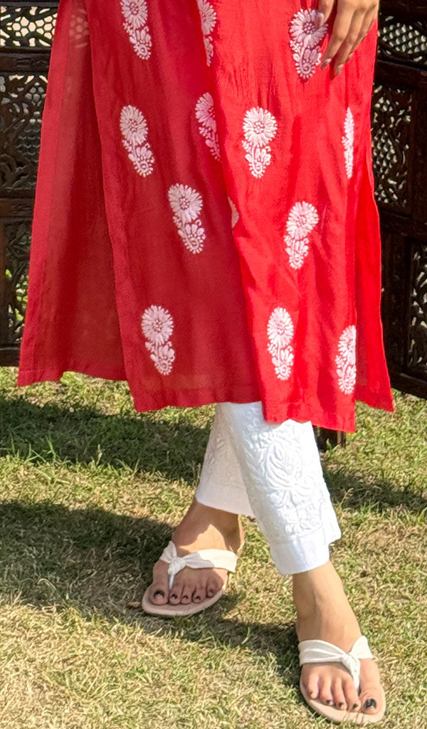 Red Lucknowi Chikankari kurtas