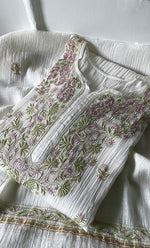 Load image into Gallery viewer, Women&#39;s Lakhnavi Handcrafted Mul Chanderi Semi - Stitched Kurta And Dupatta Set - HONC0314225
