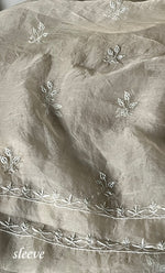 将图像加载到图库查看器中， Women's Lakhnavi Handcrafted Pure Organza Chikankari Unstitched Kurta And Dupatta Set- HONC0319969