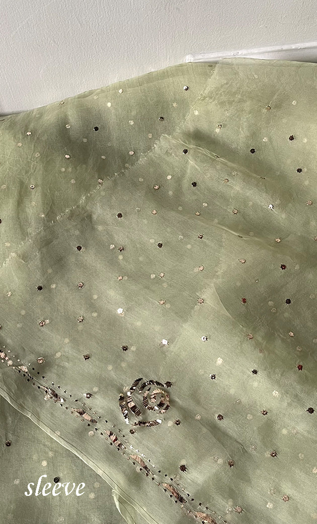 Women's Lakhnavi Handcrafted Pure Organza Chikankari Unstitched Kurta And Dupatta Set- HONC0332698