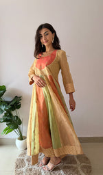 将图像加载到图库查看器中， Women's Lakhnavi Handcrafted Tissue Chanderi Silk  Chikankari Stitched Anarkali , Dupatta And Pant Set - HONC0336837