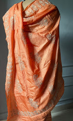 Load image into Gallery viewer, Women&#39;s Lakhnavi Handcrafted Tussar Silk Chikankari Saree - HONC0302377
