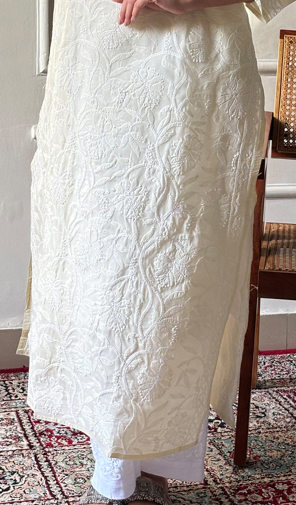 Women's Lakhnavi Handcrafted Cotton Chikankari Kurti - HONC0356935