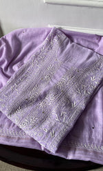 Load image into Gallery viewer, Women&#39;s Lakhnavi Handcrafted Mul Chanderi Semi -stitched Chikankari Full Suit Material - HONC0296116
