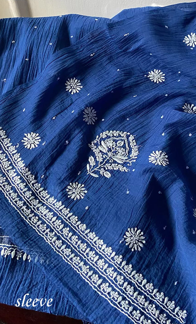Women's Lakhnavi Handcrafted Maheshwari Mul Chanderi Unstitched Kurta And Dupatta Set- HONC0282254