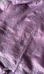 Load image into Gallery viewer, Women's Lucknowi Handcrafted Chanderi Silk Chikankari Full Suit Material - HONC0290031