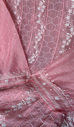 Load image into Gallery viewer, Eshani Women's Lucknowi Handcrafted Pure Organza Silk Chikankari Semi- stitched Anarkali Dupatta Set- HONC0362217