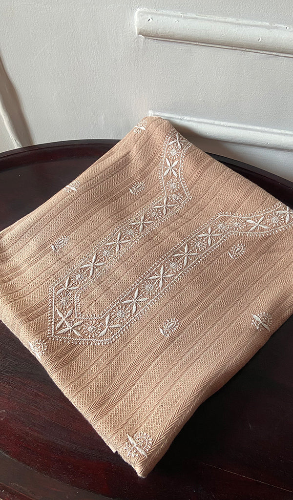 Aarya Lucknowi Handcrafted Cotton  Unstitched Chikankari Unstitched Unisex Kurta Fabric - HONC0646463