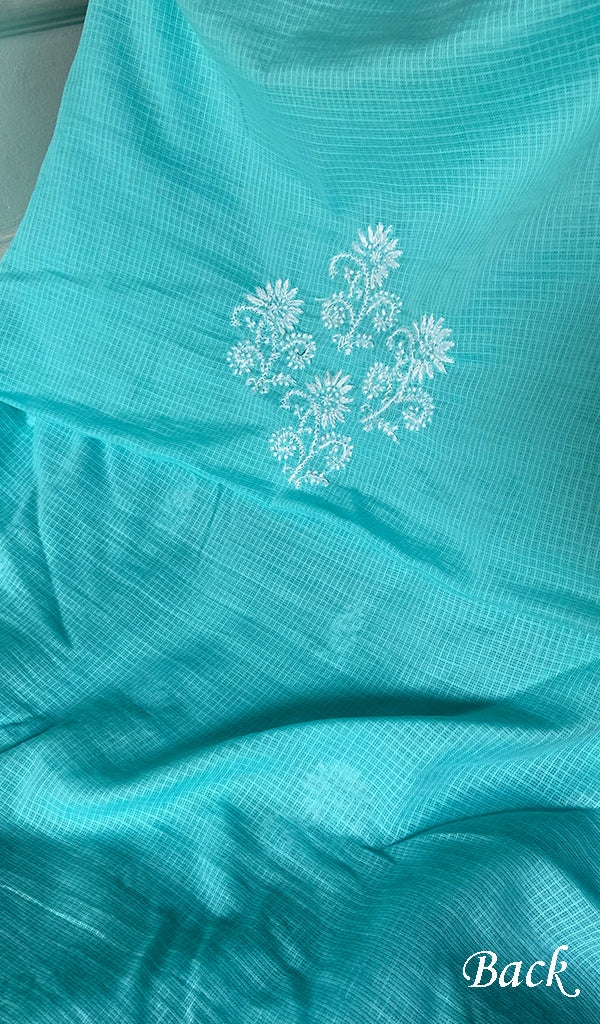 Women's Lucknowi Handcrafted Kota Cotton Chikankari Unstitched Kurta And Dupatta Set - HONC0340084
