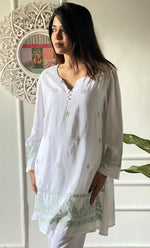 Load image into Gallery viewer, Rehana Women's Lakhnavi Handcrafted Modal Cotton Chikankari Top - HONC0307560