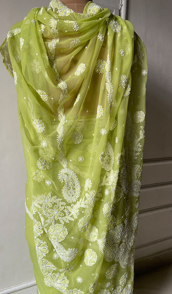 Women's Lakhnavi Handcrafted Faux-Georgette Chikankari Saree - HONC0223881