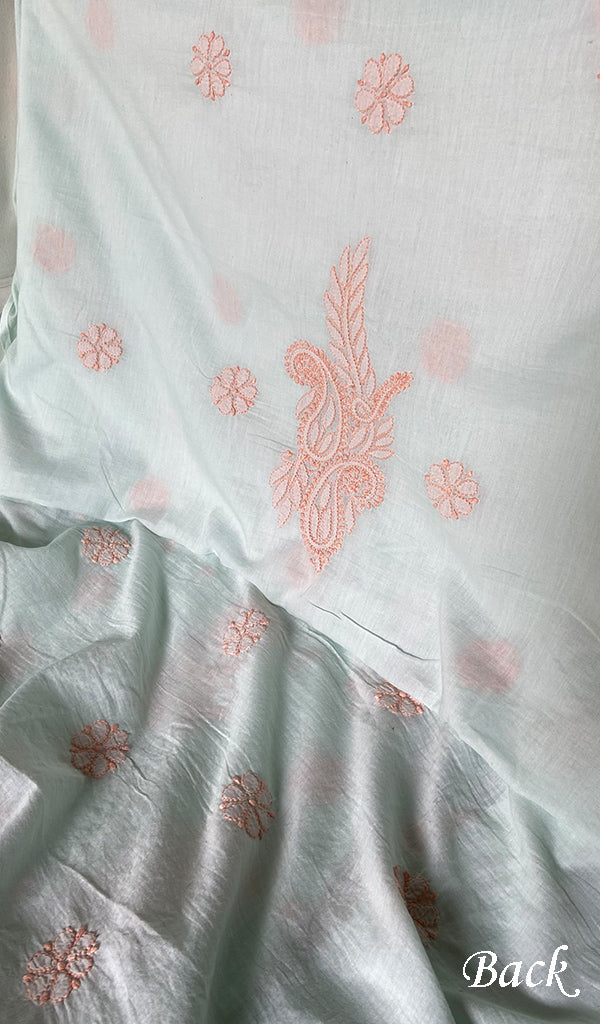 Women's Lakhnavi Handcrafted Cotton Unstitched Chikankari Suit Material - HONC0358173