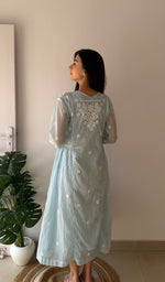 Load image into Gallery viewer, Fariah Women's Lucknowi Handcrafted Mul Chanderi Chikankari Kurti - HONC0272413