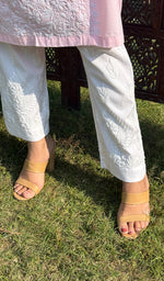 Load image into Gallery viewer, Women&#39;s Lucknowi Handcrafted Linen Cotton Chikankari Pant - HONC0260163
