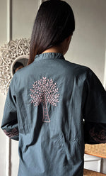 将图像加载到图库查看器中， Women's Lakhnavi Handcrafted Cotton Chikankari Oversized Kurta And Pant Set - HONC0297435