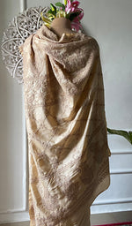 将图像加载到图库查看器中， Women's Lakhnavi Handcrafted Tussar Silk Chikankari Saree - HONC0342570