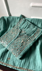 Load image into Gallery viewer, Women's Lakhnavi Handcrafted Mul Chanderi Semi - Stitched Kurta And Dupatta Set - HONC0323624