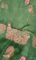 Load image into Gallery viewer, Women's Lakhnavi Handcrafted Pure Organza Chikankari Unstitched Kurta And Dupatta Set- HONC0311849