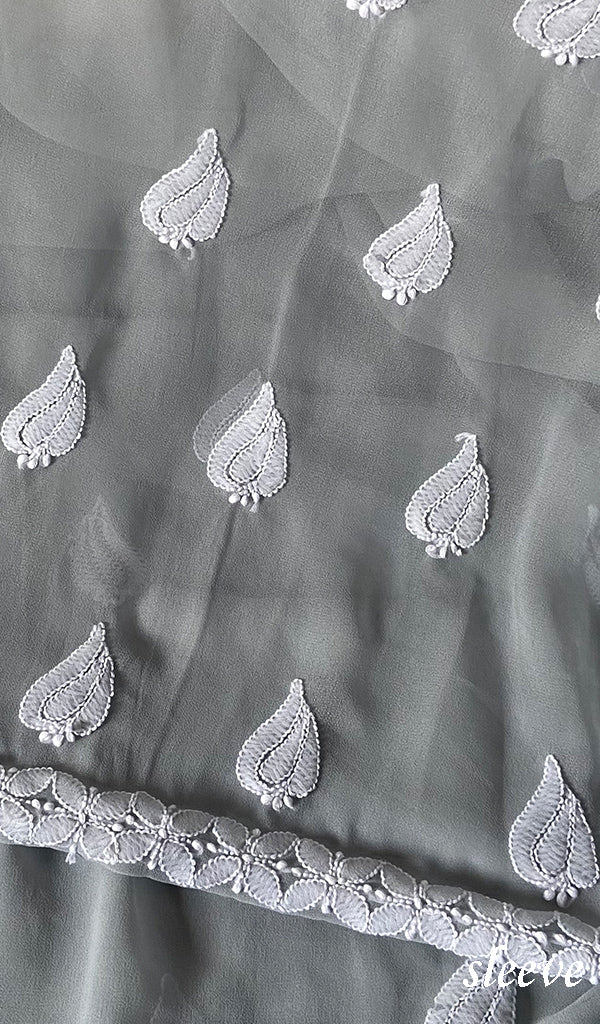 Women's Lucknowi Handcrafted Faux-Georgette Chikankari Suit Material - HONC0263105