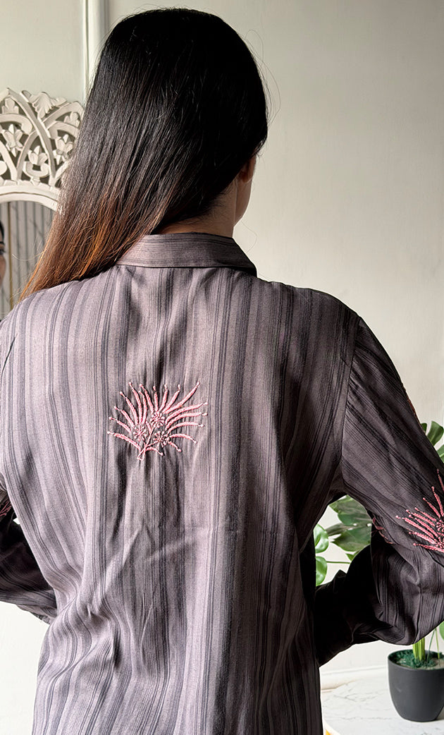 Vaishali Women's Lucknowi Handcrafted Cotton Chikankari Long Dress - HONC0341150