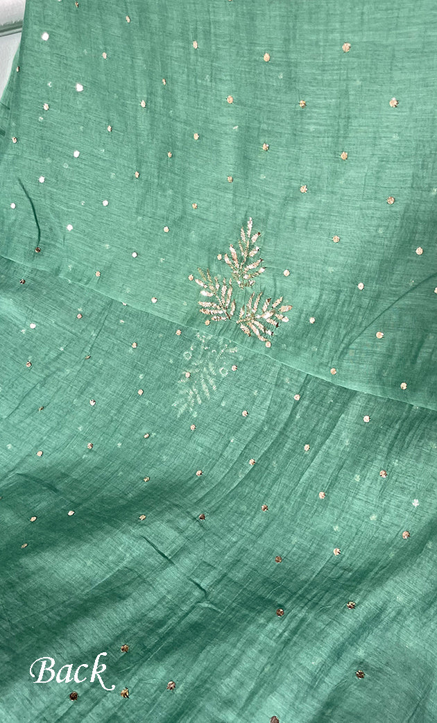 Women's Lakhnavi Handcrafted Mul Chanderi Unstitched Kurta And Dupatta Set - HONC0287739