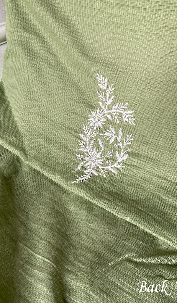 Women's Lucknowi Handcrafted Kota Cotton Chikankari Unstitched Kurta And Dupatta Set - HONC0340088