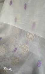 Load image into Gallery viewer, Women's Lakhnavi Handcrafted Pure Organza Chikankari Unstitched Kurta And Dupatta Set- HONC0336955