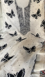 Load image into Gallery viewer, Women's Lakhnavi Handcrafted Mul Chanderi UnStitched Kurta And Dupatta Set - HONC0375225