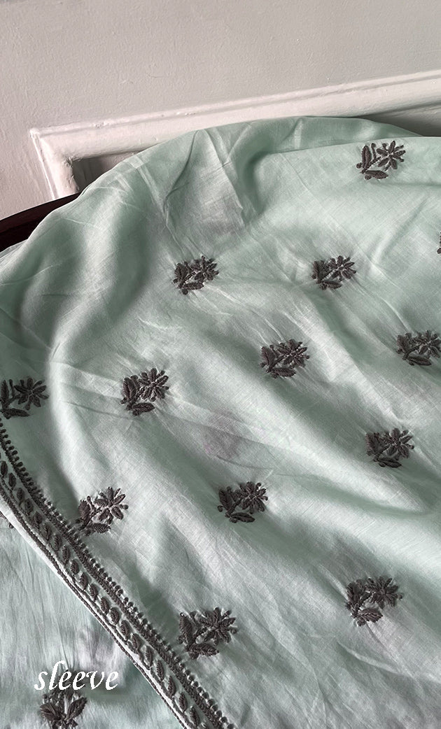 Women's Lakhnavi Handcrafted Cotton Chikankari Kurta And Kurta Dupatta Set - HONC0245292