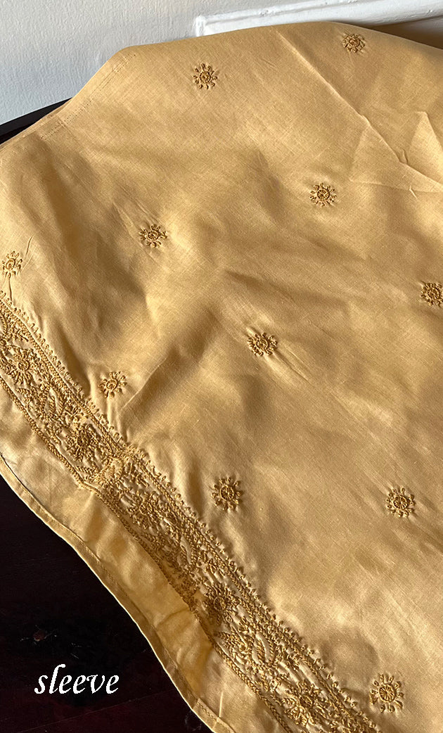 Lucknowi Handcrafted Cotton Chikankari Unstitched Men's Kurta Fabric - HONC0289839