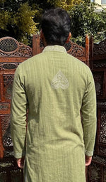 Men's Lucknowi Handcrafted Cotton Chikankari Kurta - HONC0101010