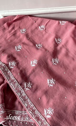 Load image into Gallery viewer, Women&#39;s Lakhnavi Handcrafted Pure Silk Georgette Chikankari Kurta And Dupatta Set- HONC0291005
