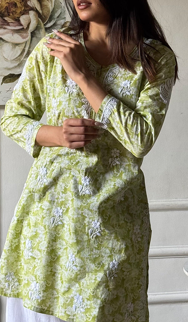 Women's Lakhnavi Handcrafted Cotton Chikankari Top - HONC0346959