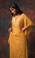 将图像加载到图库查看器中， Rabia Women's Lucknowi Handcrafted Mul chanderi Chikankari Kaftan - HONC0312013