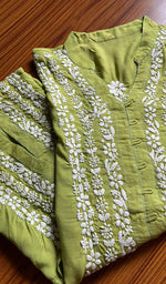 Load image into Gallery viewer, Women&#39;s Lucknowi Handcrafted Cotton Chikankari Kurti - HONC0301011
