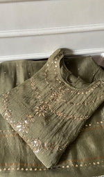 Load image into Gallery viewer, Women's Lakhnavi Handcrafted Mul Chanderi Semi - Stitched Anarkali And Dupatta Set - HONC0355011